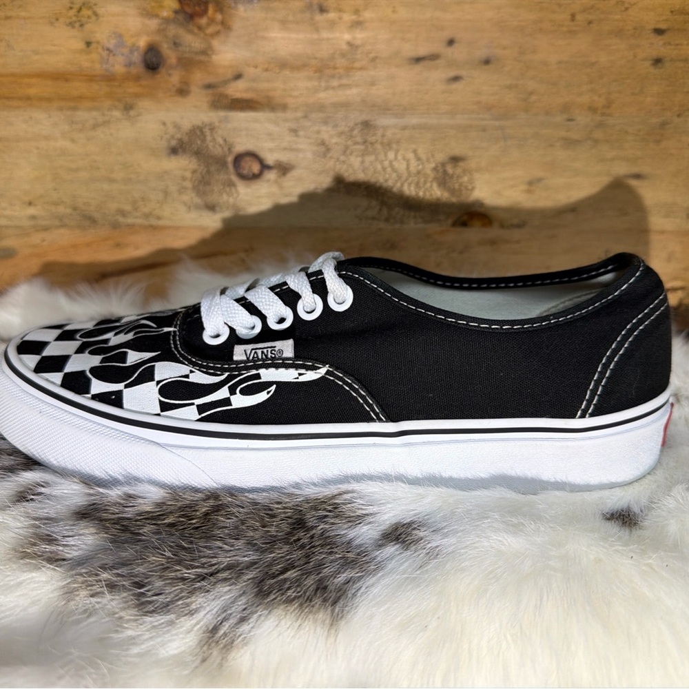 Vans Black and White Flame Checkered Sneakers - Picture 6 of 11